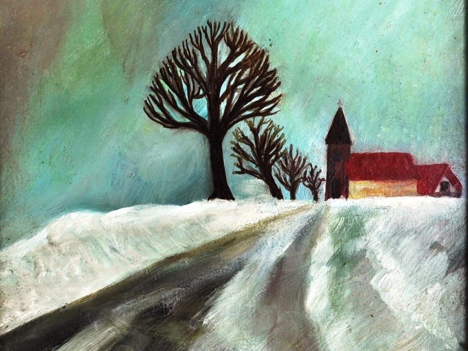 Verschneites Dorf auf Rügen