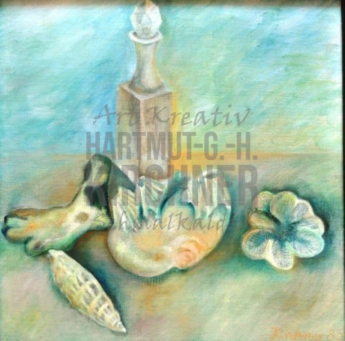 Stillleben mit kleiner Flasche